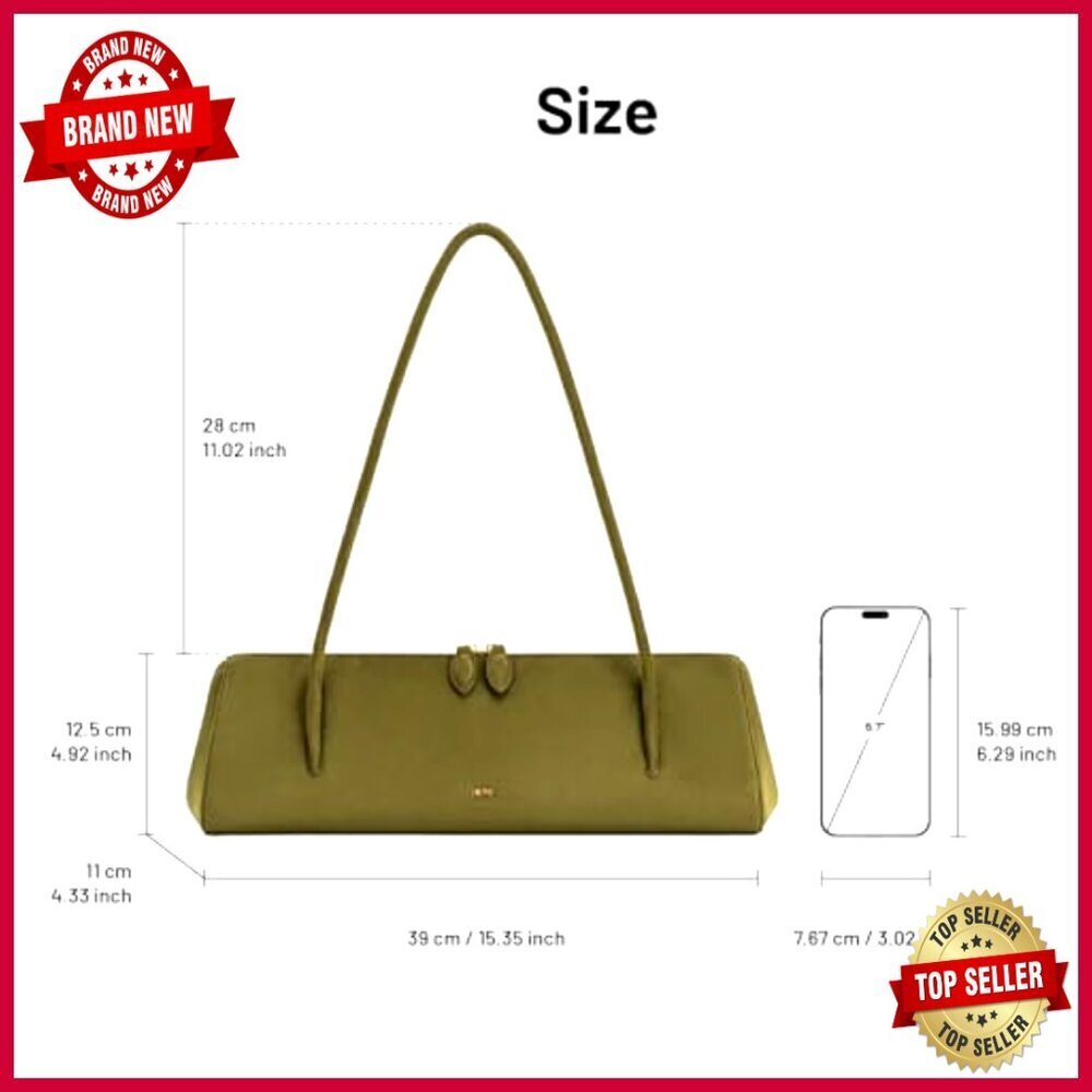 Faux Suede Shoulder Bag Satchel with Gold Hardware, Fits Phone - Picture 3 of 6